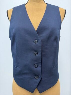 Mango Navy Blue Button-Front Vest